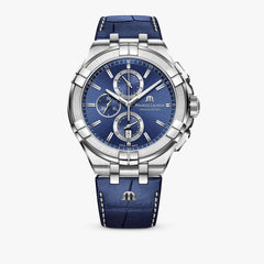 Maurice Lacroix Aikon Chronograph Blue Dial Blue Leather Strap Watch for Men - AI1018-SS001-430-1 Watches Maurice Lacroix   