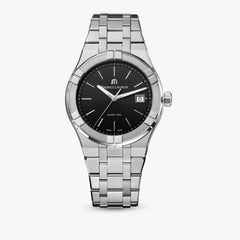 Maurice Lacroix Aikon Date Quartz Black Dial Silver Steel Strap Watch for Men - AI1108-SS002-330-1 Watches Maurice Lacroix   