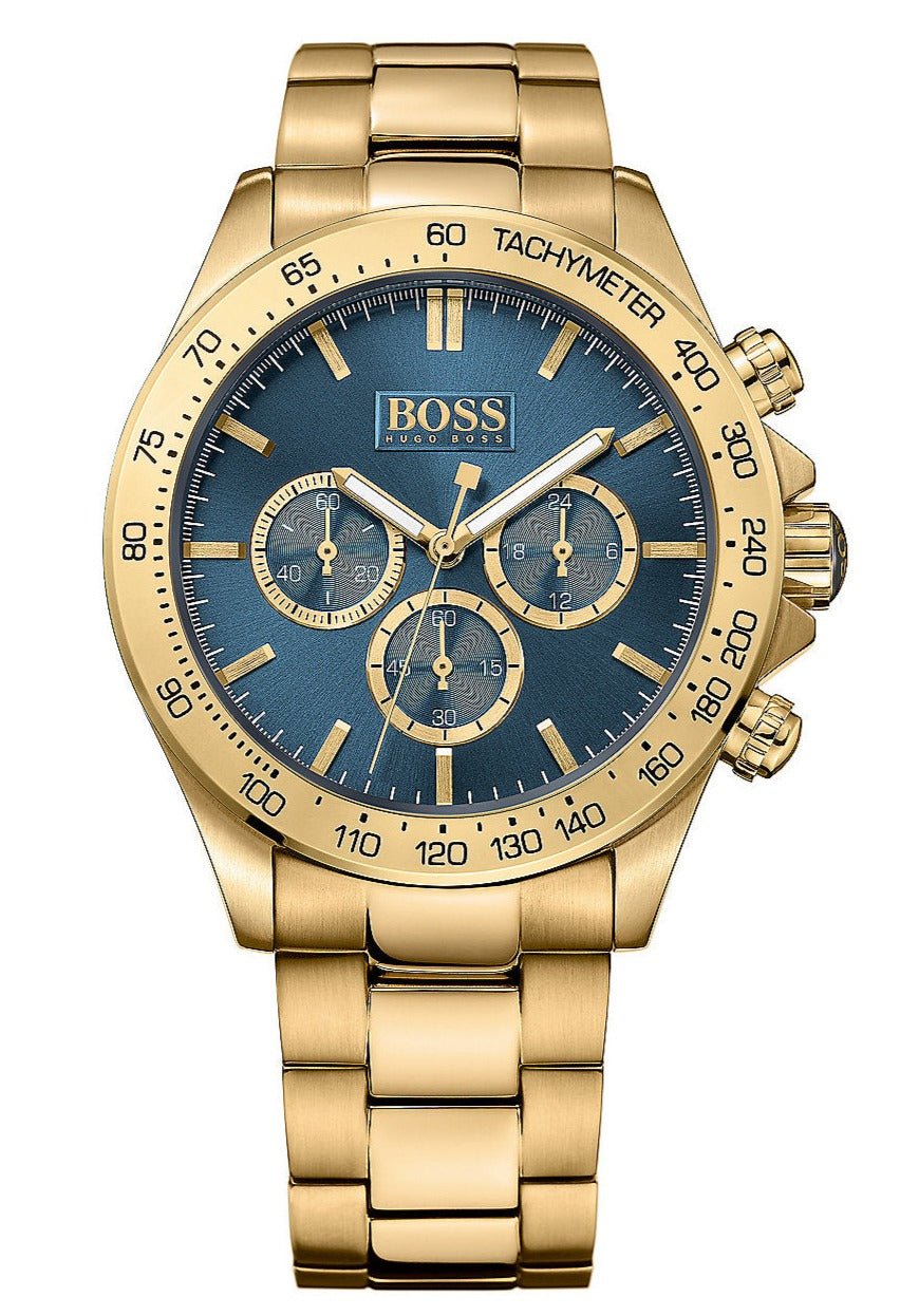 Hugo Boss Ikon Blue Dial Gold Steel Strap Watch for Men - 1513340 Watches Hugo Boss   