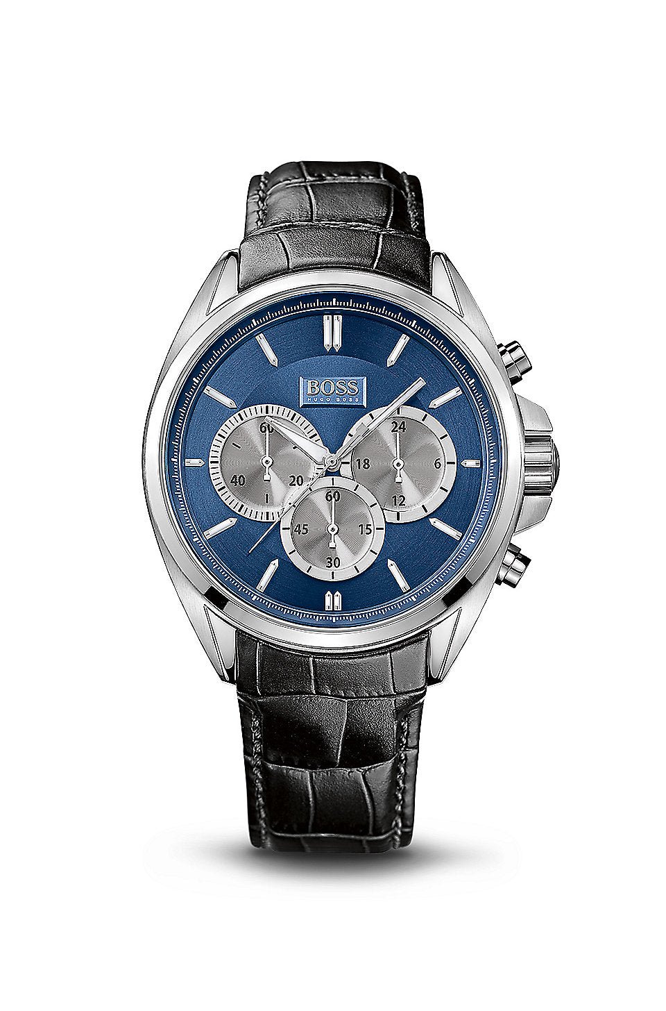 Hugo Boss Driver Blue Dial Black Leather Strap Watch for Men - 1512882 Watches Hugo Boss   
