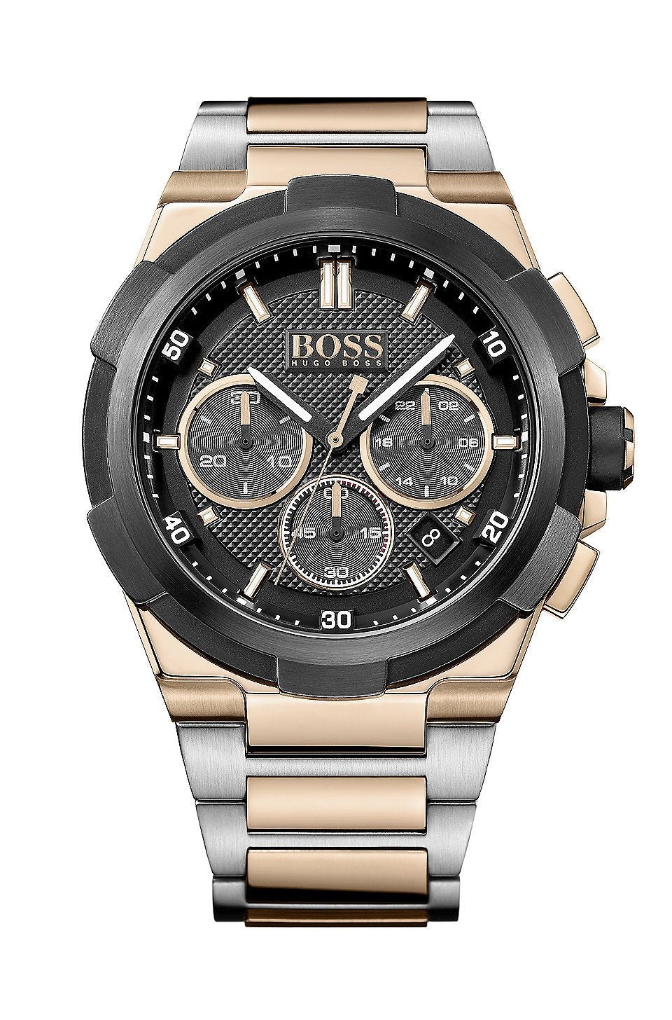 Hugo Boss Supernova Black Dial Two Tone Steel Strap Watch for Men - 1513358 Watches Hugo Boss   