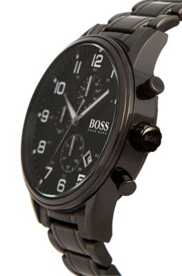 Hugo Boss Chronograph Black Dial Black Steel Strap Watch for Men - 1513180 Watches Hugo Boss   