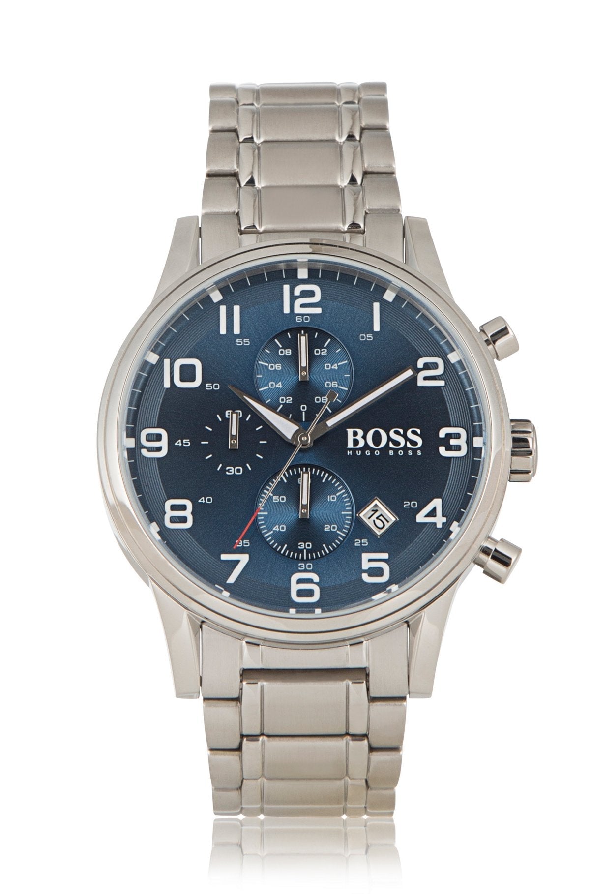 Hugo Boss Aeroliner Blue Dial Silver Steel Strap Watch for Men - 1513183 Watches Hugo Boss   