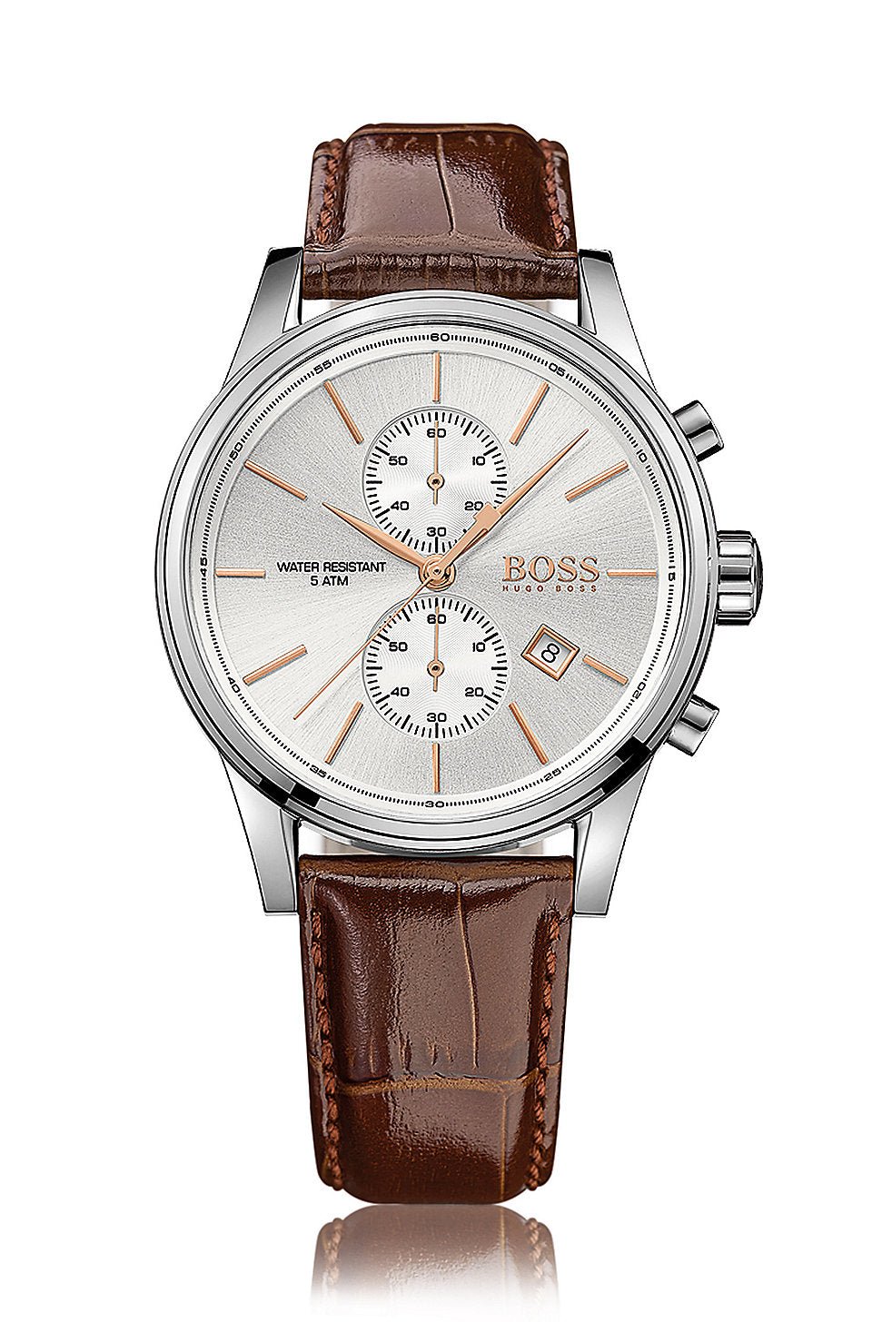 Hugo Boss Jet White Dial Brown Leather Strap Watch for Men - 1513280 Watches Hugo Boss   