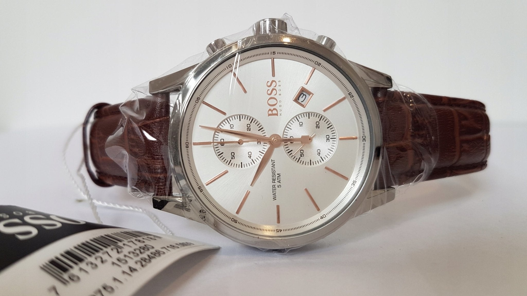 Hugo Boss Jet White Dial Brown Leather Strap Watch for Men - 1513280 Watches Hugo Boss   