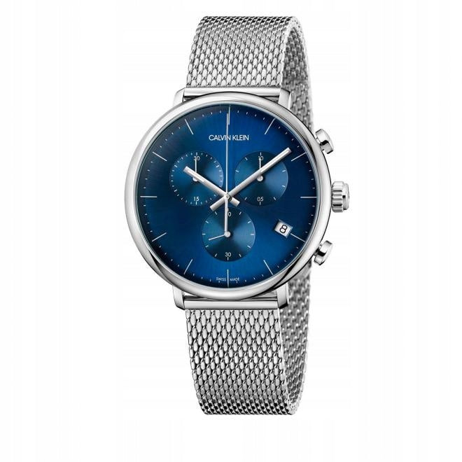 Calvin Klein High Noon Quartz Blue Dial Silver Mesh Bracelet Watch for Men - K8M2112N Watches Calvin Klein   