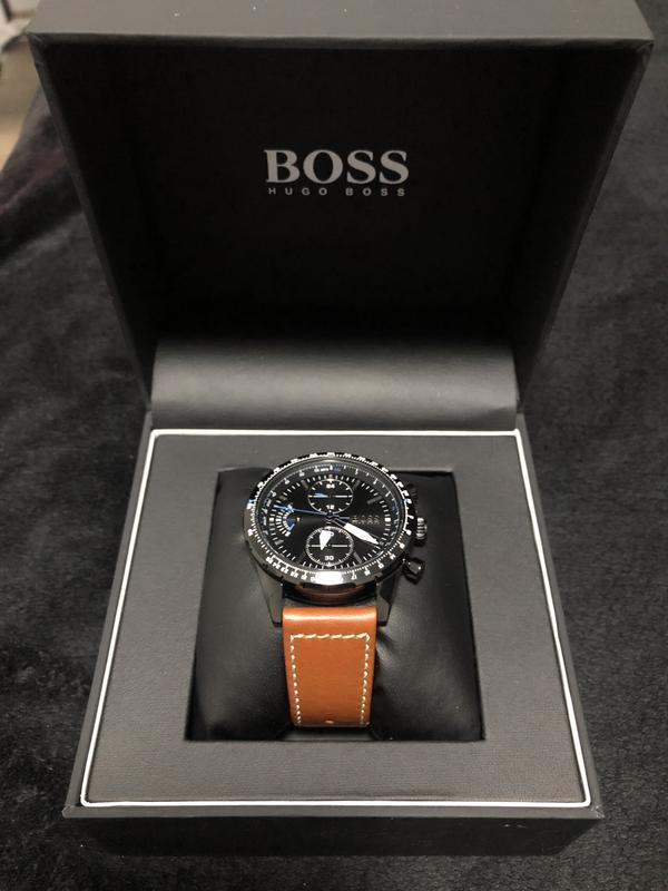 Hugo Boss Pilot Black Dial Brown Leather Strap Watch for Men - 1513851 Watches Hugo Boss   