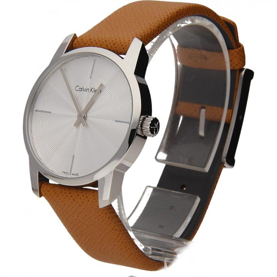 Calvin Klein City Silver Dial Orange Leather Strap Watch for Women - K2G231G6 Watches Calvin Klein   