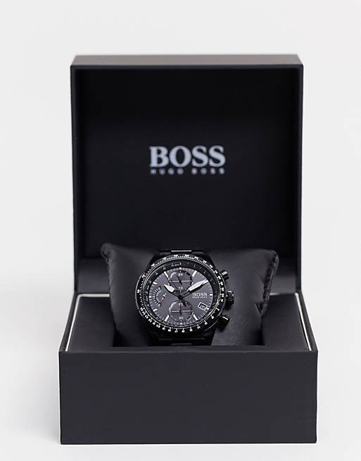 Hugo Boss Pilot Edition Black Dial Black Steel Strap Watch for Men - 1513854 Watches Hugo Boss   