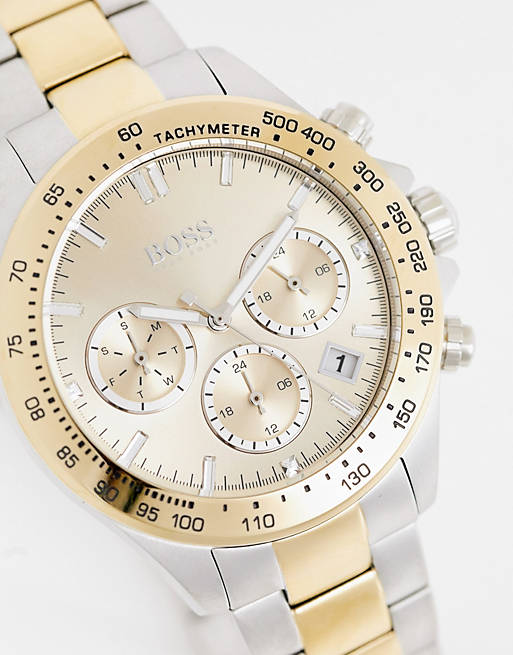 Hugo Boss Novia Gold Dial Two Tone Steel Strap Watch for Women - 1502618 Watches Hugo Boss   