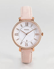 Fossil Jacqueline White Dial Pink Leather Strap Watch for Women - ES4303 Watches Fossil   