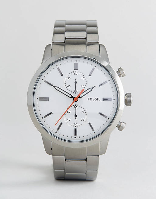 Fossil Townsman White Dial Silver Steel Strap Watch for Men - FS5346 Watches Fossil   