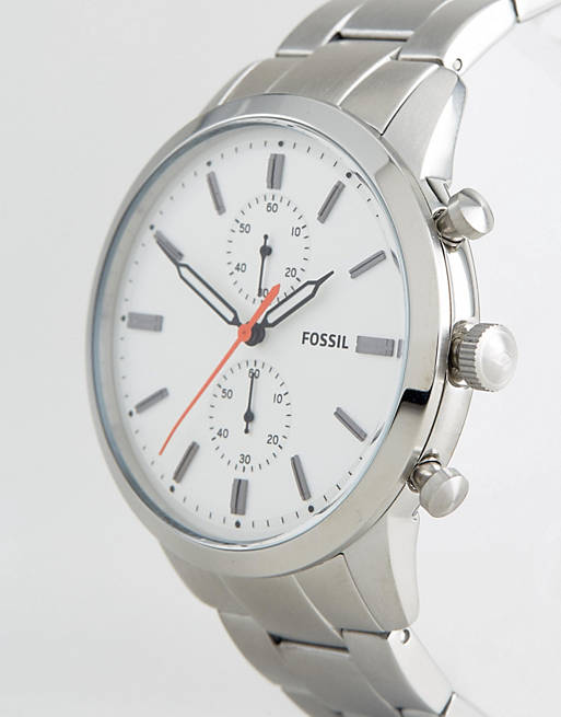 Fossil Townsman White Dial Silver Steel Strap Watch for Men - FS5346 Watches Fossil   