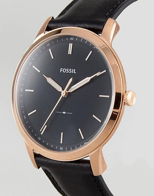 Fossil The Minimalist Black Dial Black Leather Strap Watch for Men - FS5376 Watches Fossil   