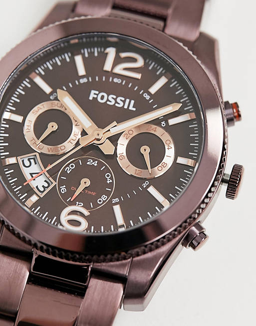 Fossil Perfect Boyfriend Multifunction Maroon Dial Maroon Steel Strap Watch for Women - ES4110 Watches Fossil   