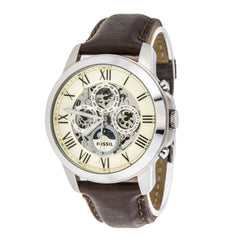 Fossil Grant Automatic White Dial Brown Leather Strap Watch for Men -  ME3027 Watches Fossil   