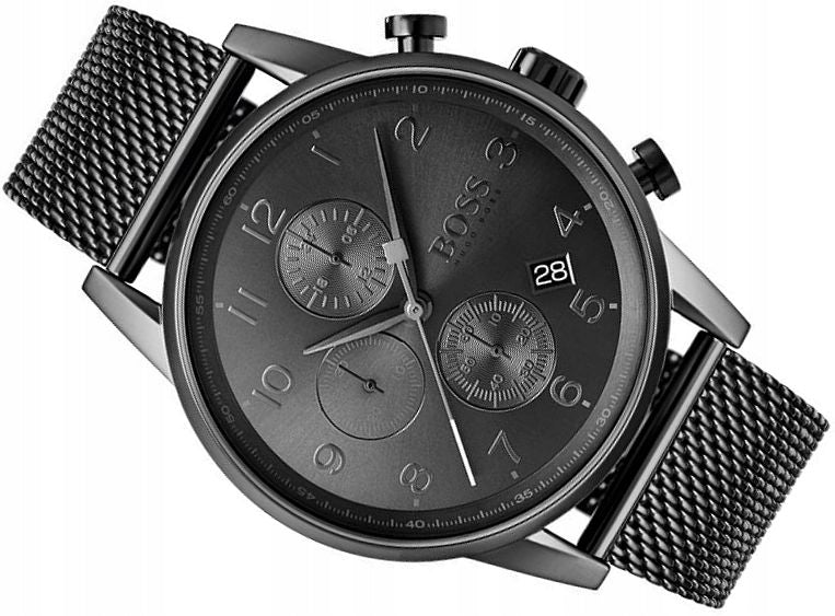 Hugo Boss Navigator Grey Dial Grey Mesh Bracelet Watch for Men - 1513674 Watches Hugo Boss   