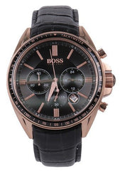 Hugo Boss Driver Black Dial Black Leather Strap Watch for Men - 1513092 Watches Hugo Boss   