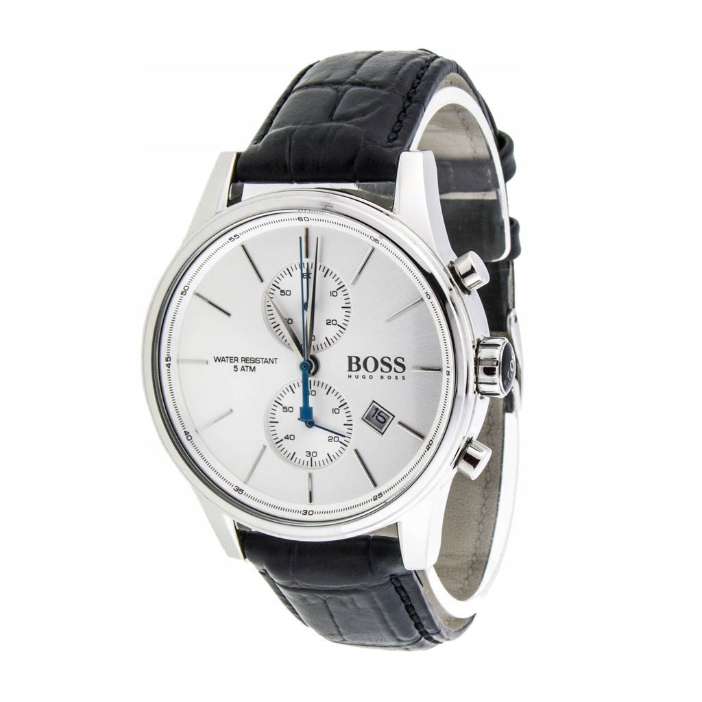 Hugo Boss Jet Silver Dial Black Leather Strap Watch for Men - 1513282 Watches Hugo Boss   