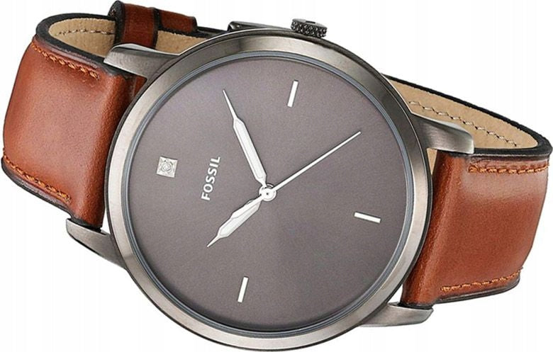 Fossil The Minimalist 3H Grey Dial Brown Leather Strap Watch for Men - FS5479 Watches Fossil   