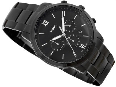 Fossil Neutra Chronograph Black Dial Black Steel Strap Watch for Men - FS5474 Watches Fossil   