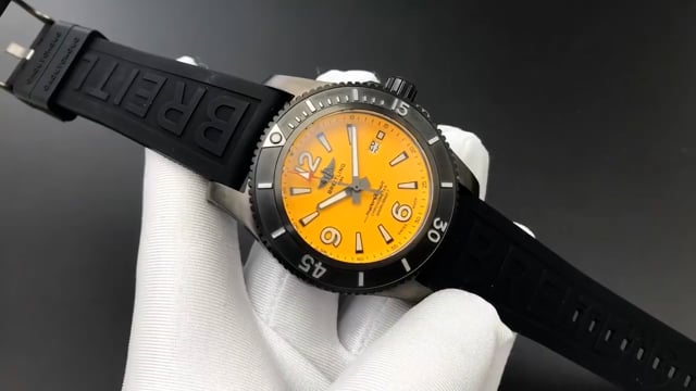 Breitling Superocean Automatic 46mm Yellow Dial Black Rubber Strap Watch for Men - M17368D71I1S1 Watches Breitling   