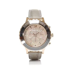 Swarovski Octea Lux Chrono Grey Dial Grey Leather Strap Watch for Women - 5452495 Watches Swarovski   