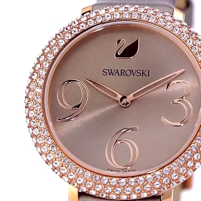 Swarovski Crystal Frost Grey Dial Grey Leather Strap Watch for Women - 5484067 Watches Swarovski   