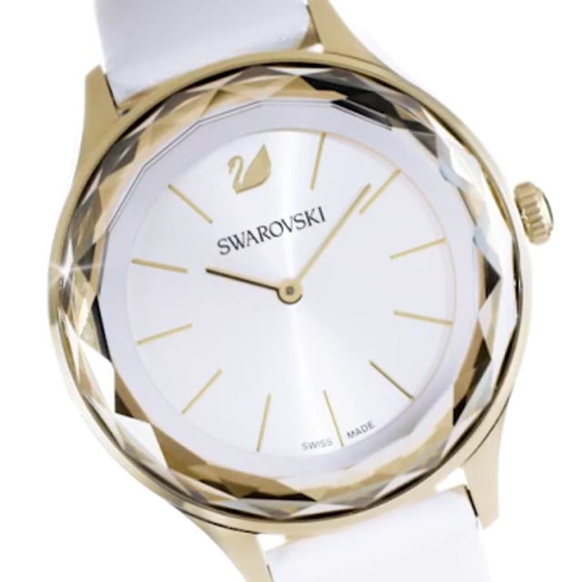 Swarovski Octea Nova Quartz White Dial White Leather Strap Watch for Women - 5295337 Watches Swarovski   