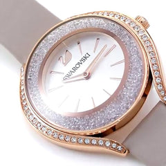 Swarovski Crystalline Aura Silver Dial Beige Leather Strap Watch for Women - 5519450 Watches Swarovski   