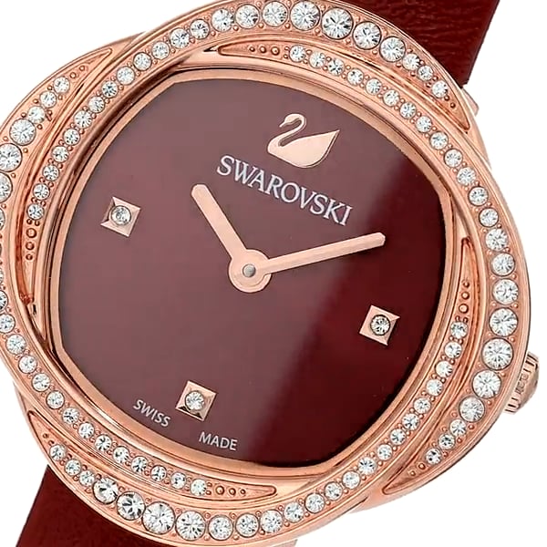 Swarovski Crystal Flower Red Dial Red Leather Strap Watch for Women - 5552780 Watches Swarovski   