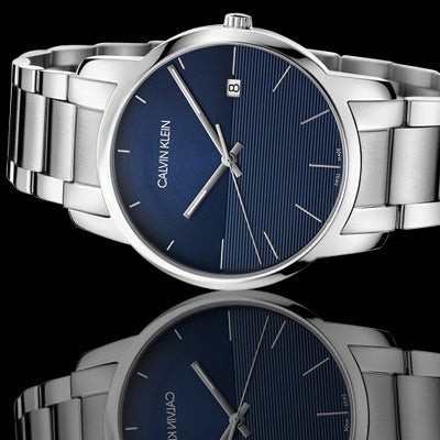 Calvin Klein City Blue Dial Silver Steel Strap Watch for Men - K2G2G14Q Watches Calvin Klein   