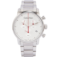 Calvin Klein City Chronograph White Dial Silver Steel Strap Watch for Men - K2G271Z6 Watches Calvin Klein   