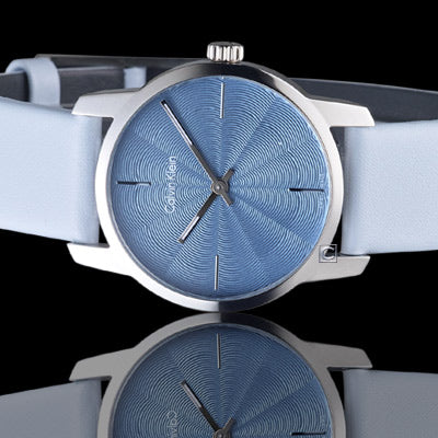 Calvin Klein City Blue Dial Blue Leather Strap Watch for Women - K2G231VN Watches Calvin Klein   