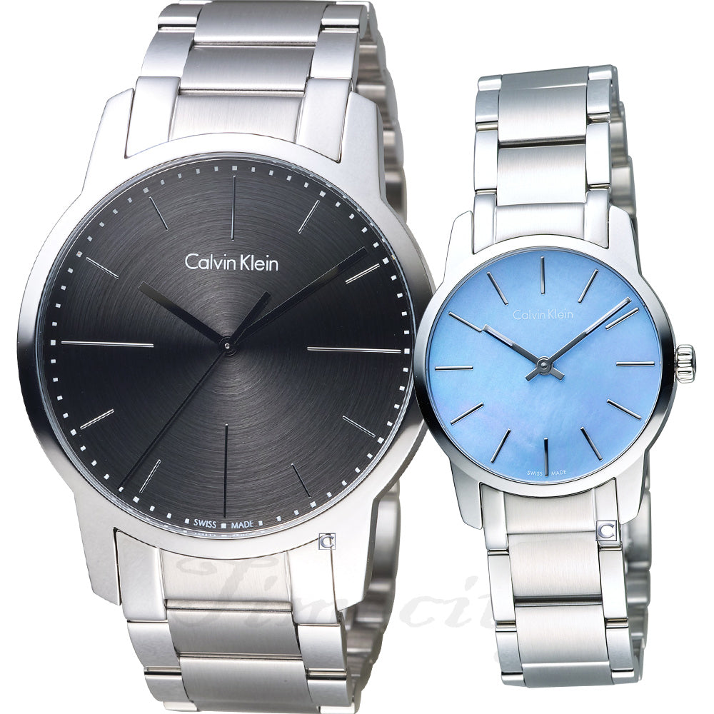 Calvin Klein City Mother of Pearl Blue Dial Silver Steel Strap Watch for Women - K2G2314X Watches Calvin Klein   