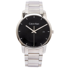 Calvin Klein City Chronograph Black Dial Silver Steel Strap Watch for Men - K2G2G14Y Watches Calvin Klein   