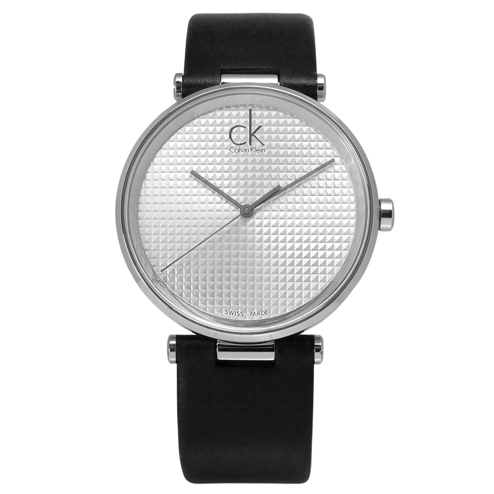 Calvin Klein Sight Silver Dial Black Leather Strap Watch for Men - K1S21120 Watches Calvin Klein   