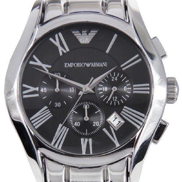 Emporio Armani Valente Chronograph Black Dial Silver Stainless Steel Watch For Men - AR0673 Watches Emporio Armani   