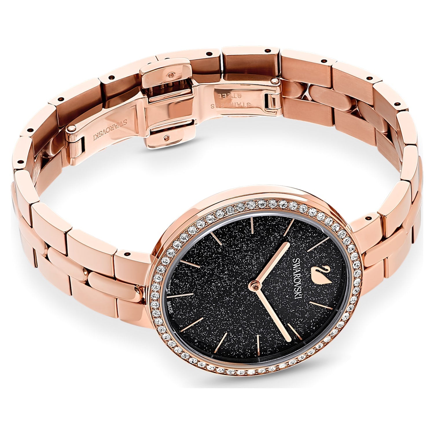 Swarovski Cosmopolitan Black Dial Rose Gold Steel Strap Watch for Women - 5517797 Watches Swarovski   