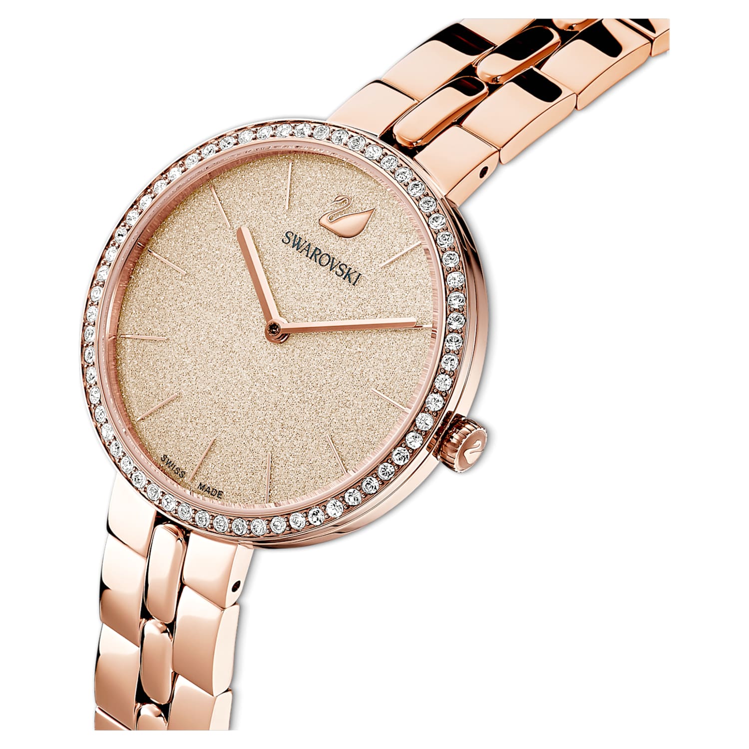 Swarovski Cosmopolitan Diamond Powder Gold Dial Rose Gold Steel Strap Watch for Women - 5517800 Watches Swarovski   