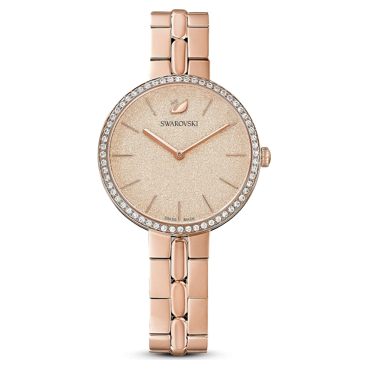 Swarovski Cosmopolitan Diamond Powder Gold Dial Rose Gold Steel Strap Watch for Women - 5517800 Watches Swarovski   