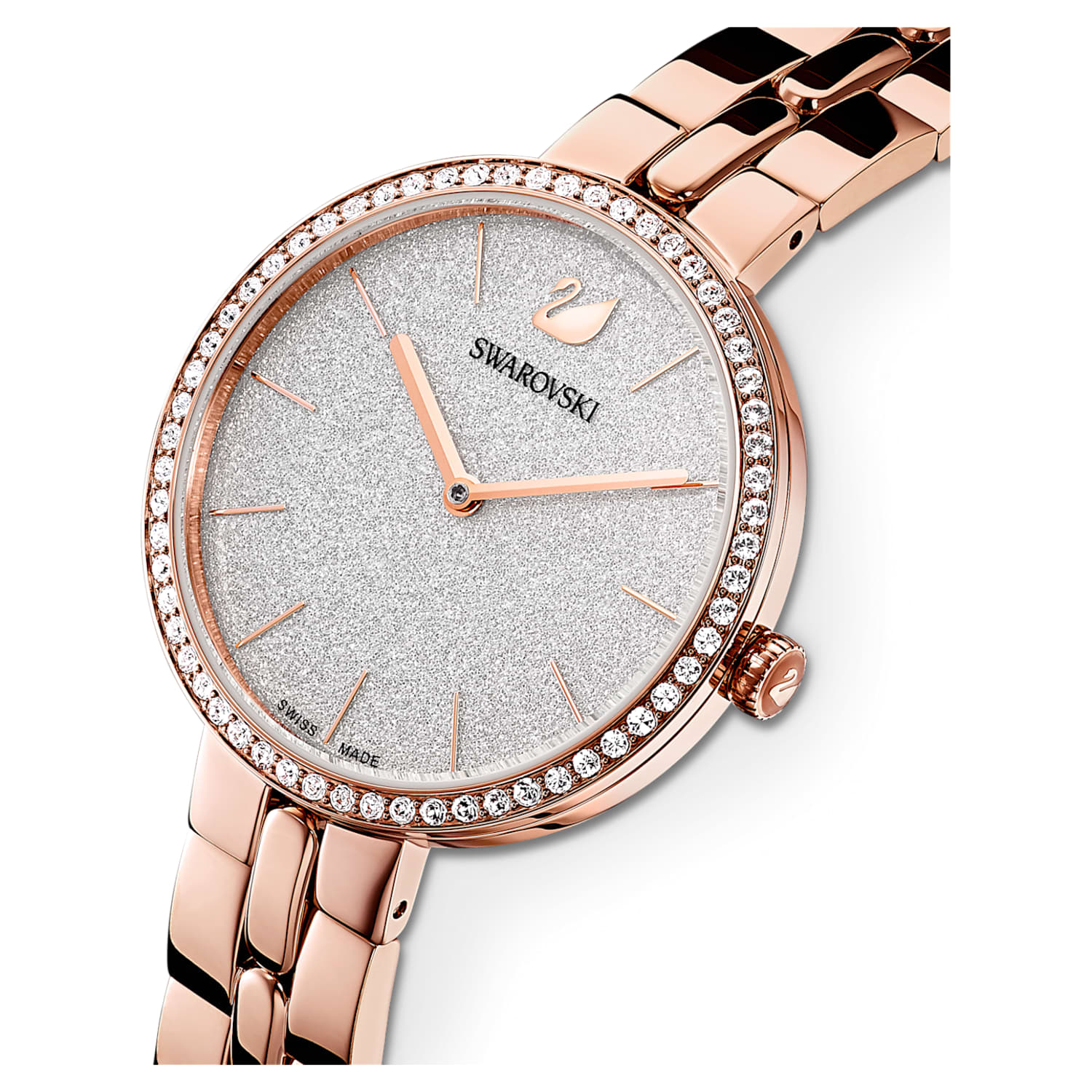 Swarovski Cosmopolitan Diamond Powder Silver Dial Rose Gold Steel Strap Watch for Women - 5517803 Watches Swarovski   