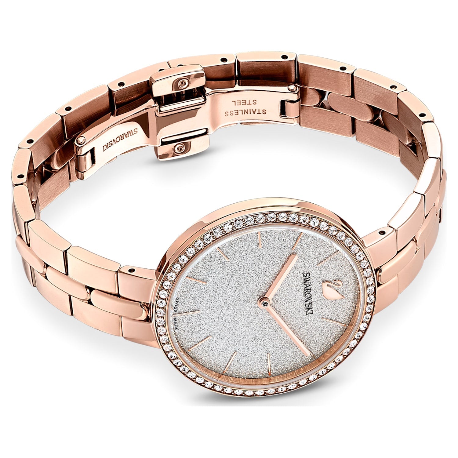 Swarovski Cosmopolitan Diamond Powder Silver Dial Rose Gold Steel Strap Watch for Women - 5517803 Watches Swarovski   