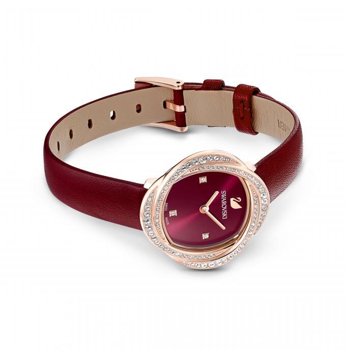Swarovski Crystal Flower Red Dial Red Leather Strap Watch for Women - 5552780 Watches Swarovski   