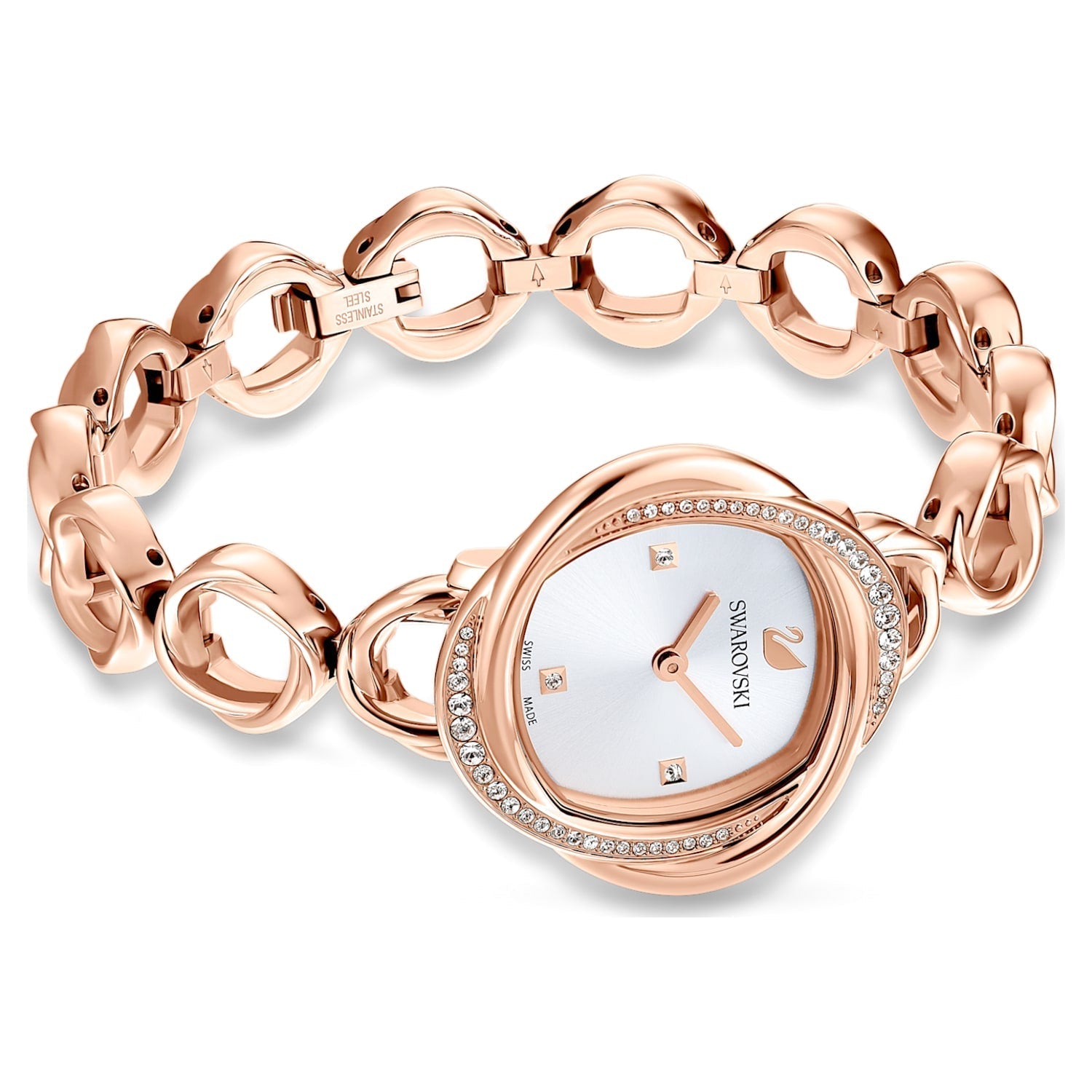 Swarovski Crystal Flower Silver Dial Rose Gold Steel Strap Watch for Women - 5547626 Watches Swarovski   