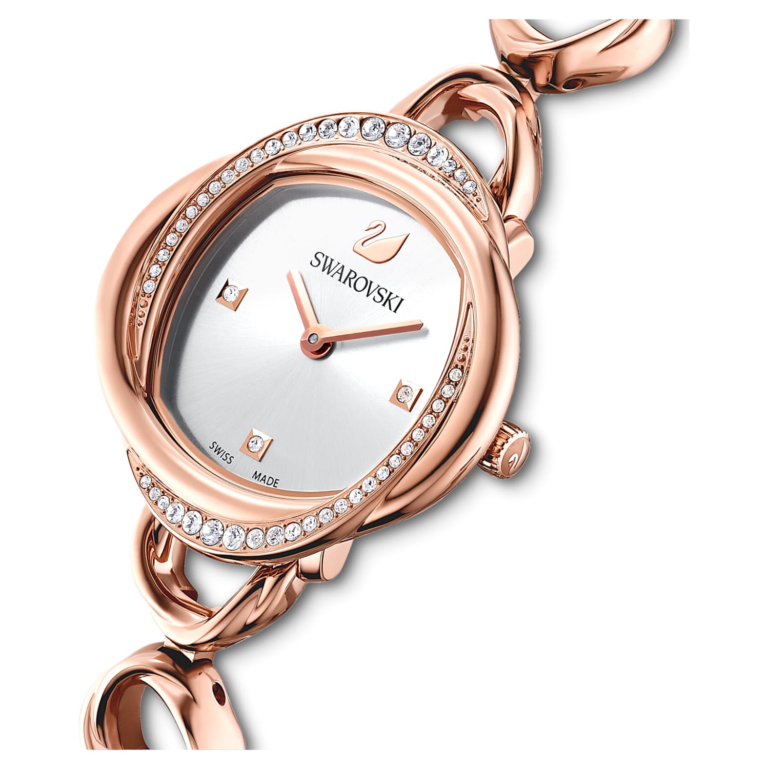 Swarovski Crystal Flower Silver Dial Rose Gold Steel Strap Watch for Women - 5547626 Watches Swarovski   