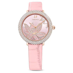 Swarovski Crystal Quartz Pink Dial Pink Leather Strap Watch for Women - 5575217 Watches Swarovski   