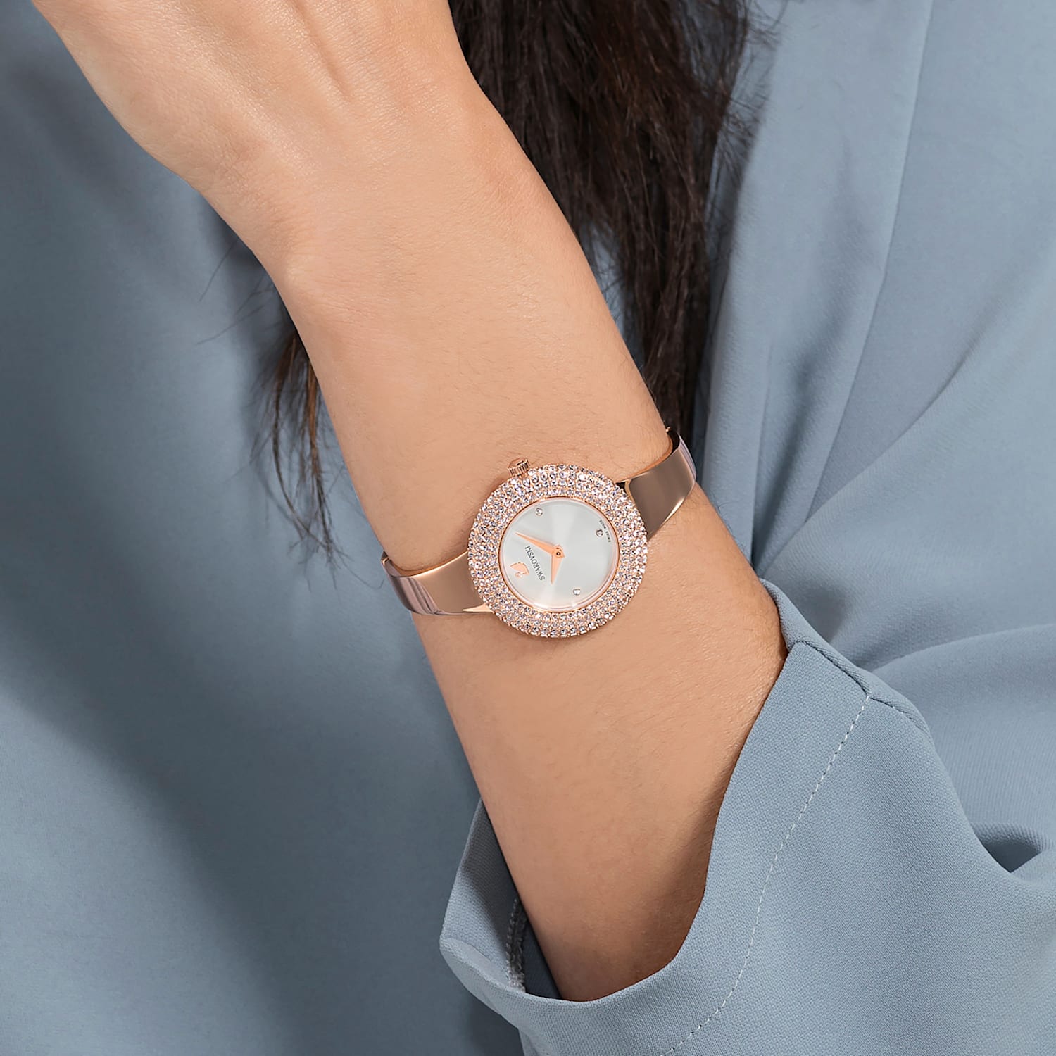 Swarovski Crystalline Bracelet White Dial Rose Gold Steel Strap Watch for Women - 5269250 Watches Swarovski   