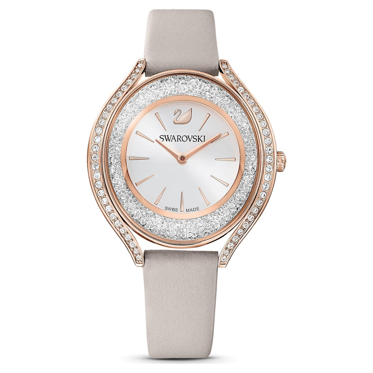 Swarovski Crystalline Aura Silver Dial Beige Leather Strap Watch for Women - 5519450 Watches Swarovski   