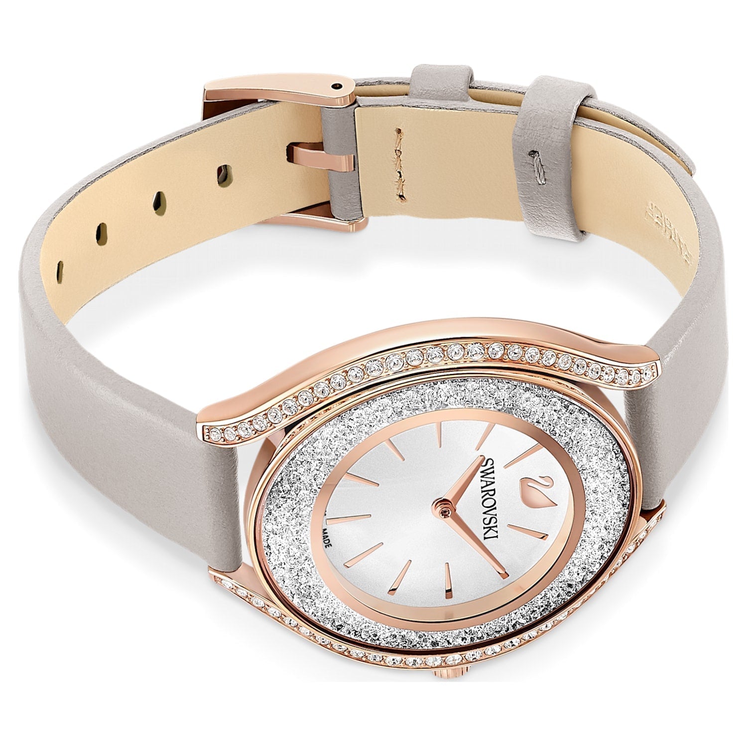 Swarovski Crystalline Aura Silver Dial Beige Leather Strap Watch for Women - 5519450 Watches Swarovski   